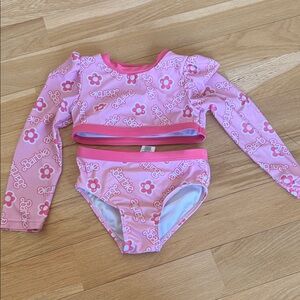 Barbie Floral Pink Kids Rashguard Set